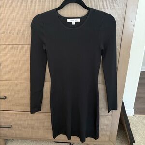 Elizabeth and James Black Ribbed Long Sleeve Bodycon Mini Dress